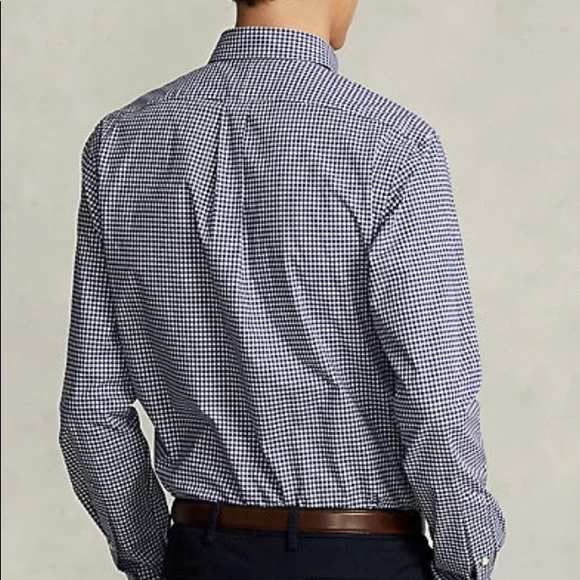 NEW Ralph Lauren Classic Fit Gingham Stretch Poplin Button Up Shirt - Picture 3 of 6